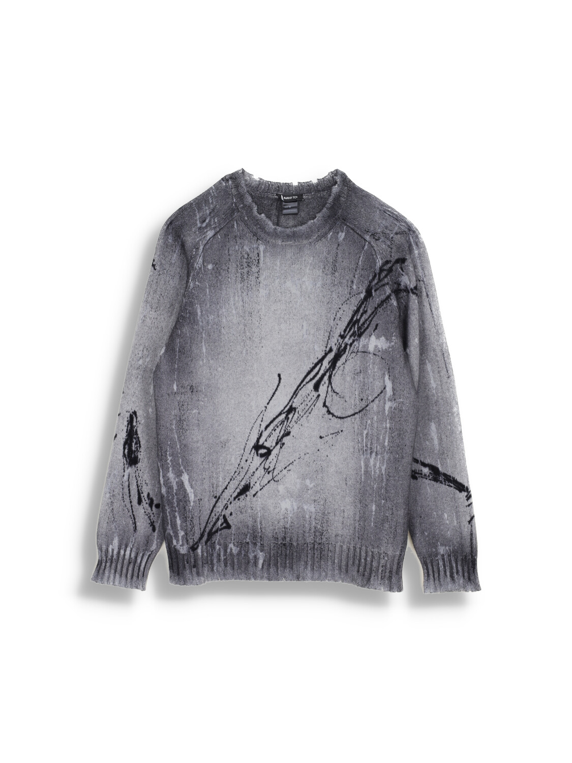 Avant Toi Knit sweater with color splash details  grey M