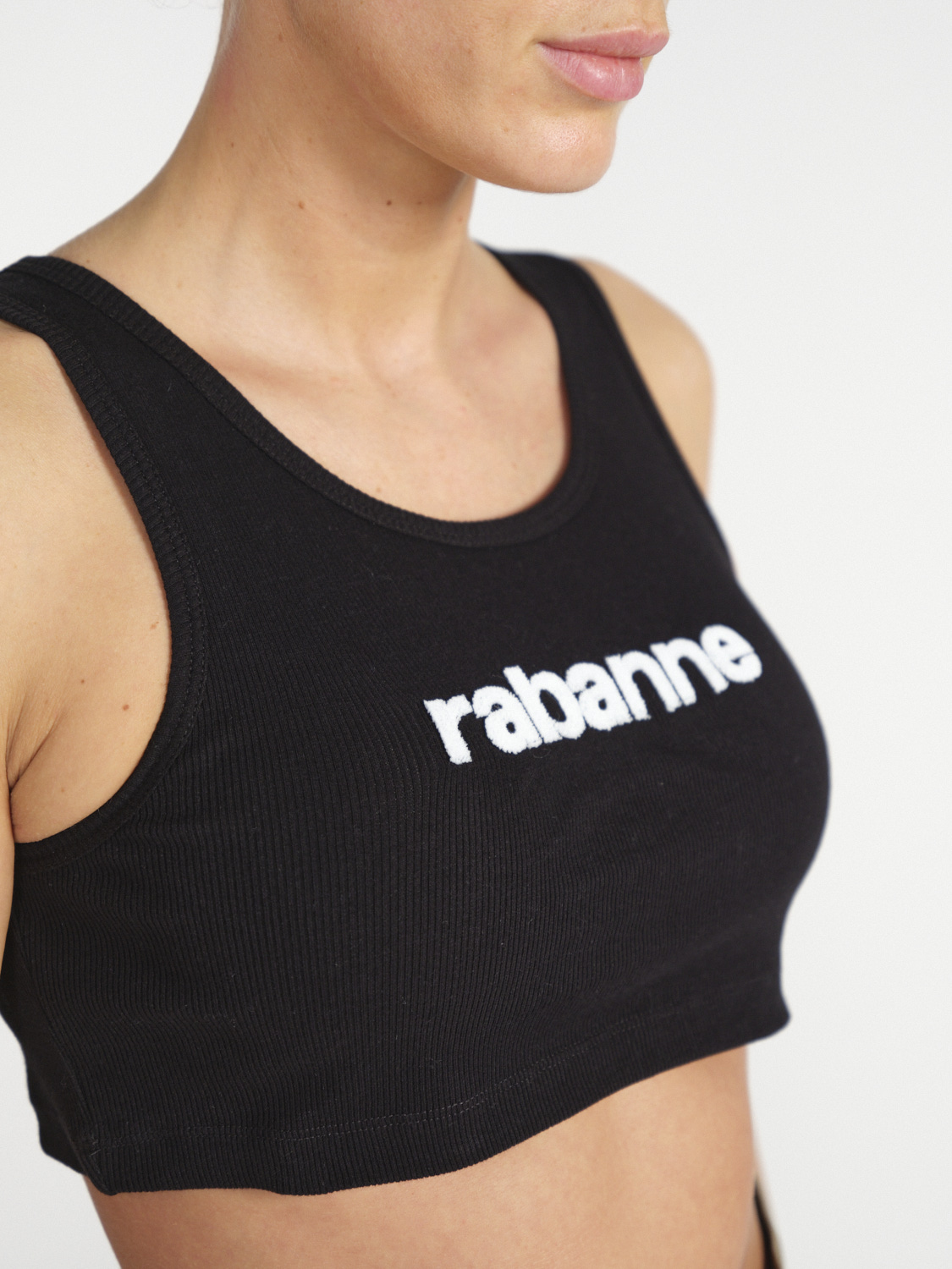 rabanne Cropped Tanktop with lableprint  black XS