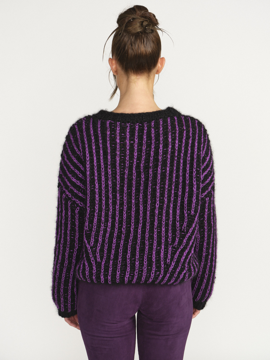 Maiami Cashmere Brioche - Chunky knit sweater in cashmere black S/M
