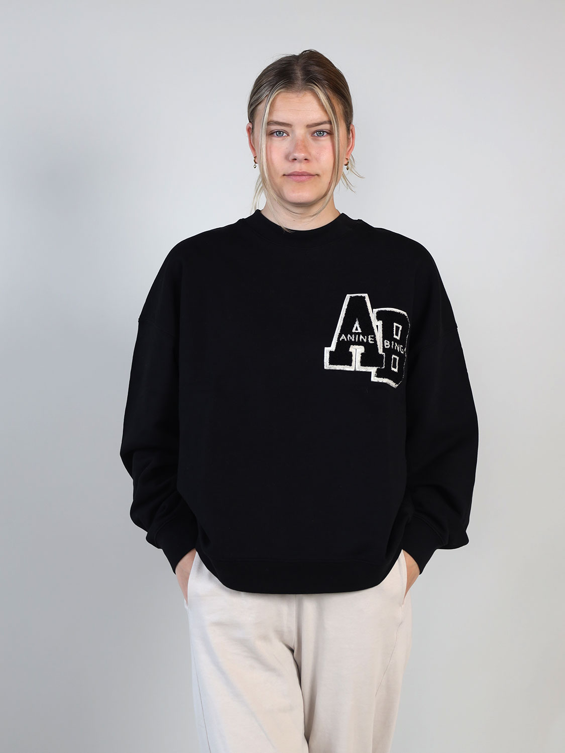 Anine Bing Miles – Sweater with embroidered logo black XXS