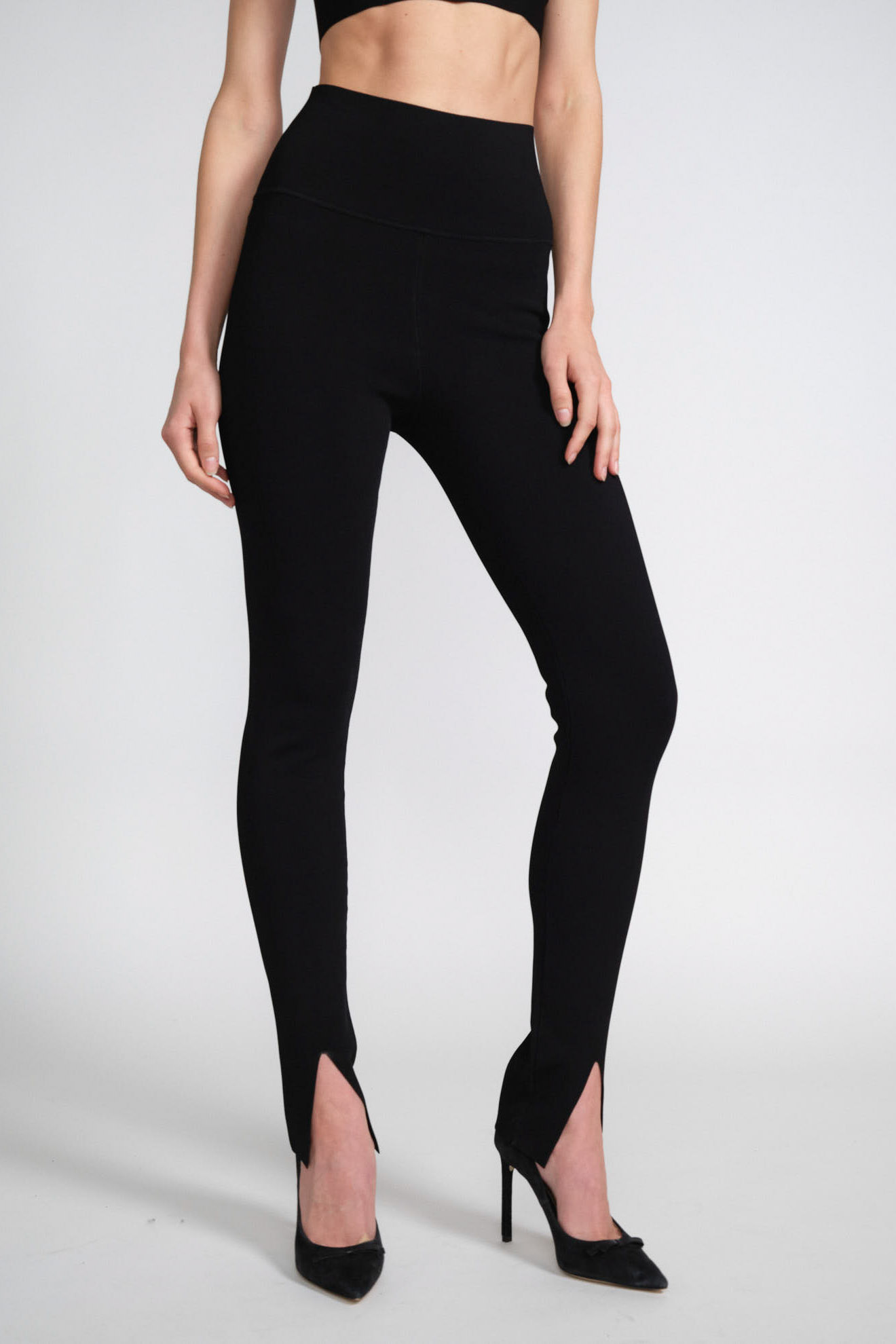 victoria beckham hose schwarz einfarbig mix model frontansicht