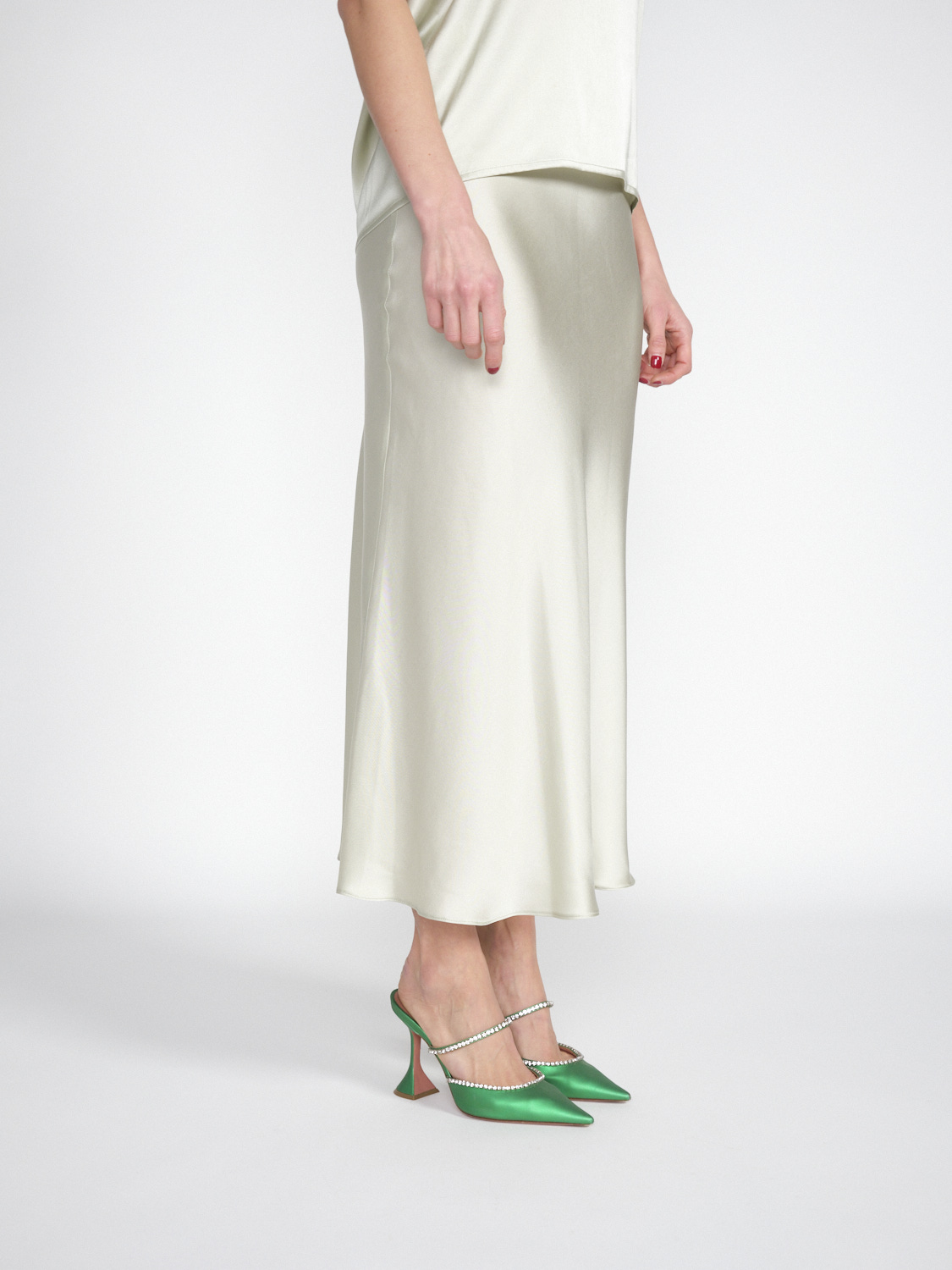 SIYU Lisos Seda - Featherlight satin midi skirt  mint 34