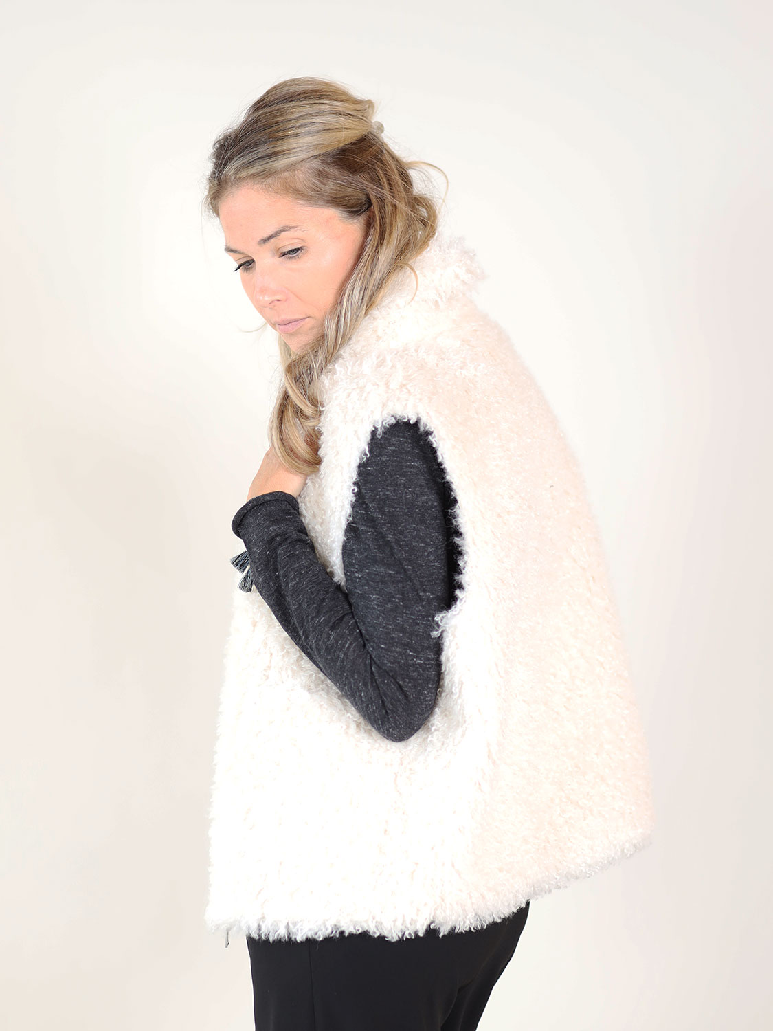 Betta Corradi Gilet – Weste in Felloptik   weiß S