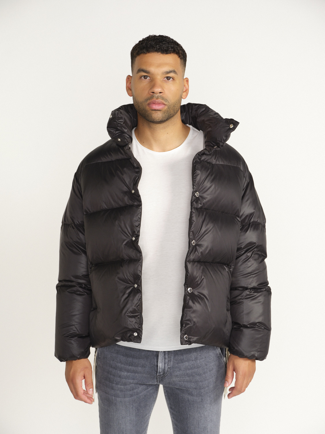 khrisjoy Bomber - Puffer jacket with button closure black S/M