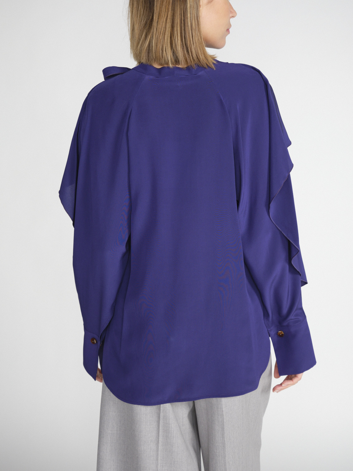 Victoria Beckham Romantic - Crêpe silk blouse with flounce details  purple 36