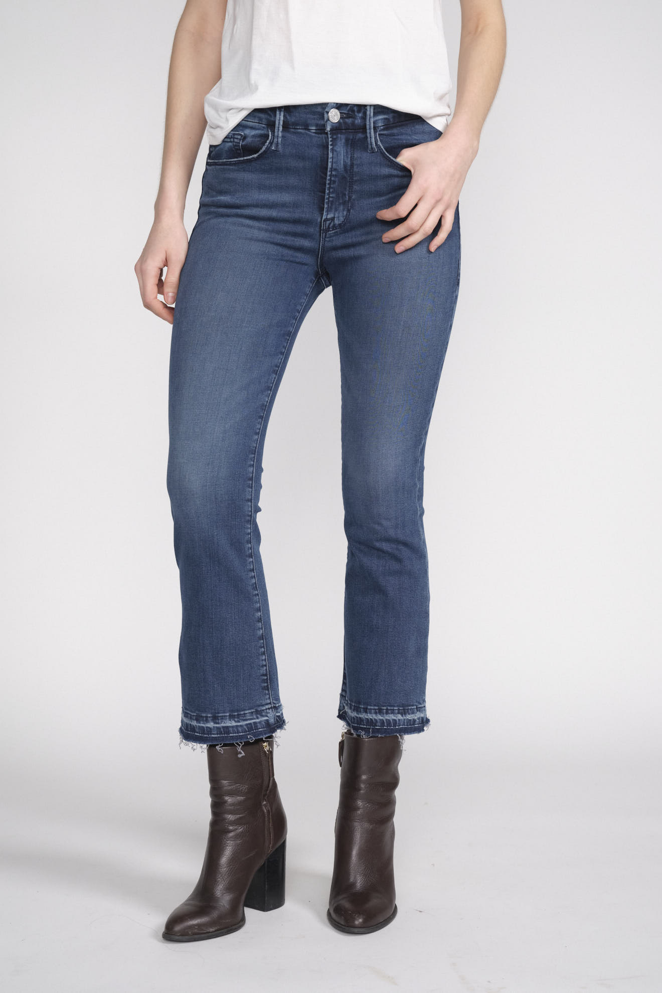 Frame Le Crop Mini Boot - cotton bootcut jeans blue 31