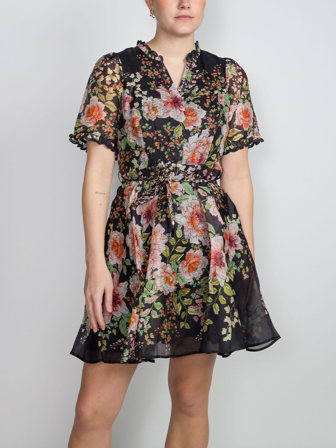 Hale Bob Haley silk blend mini dress  black XS