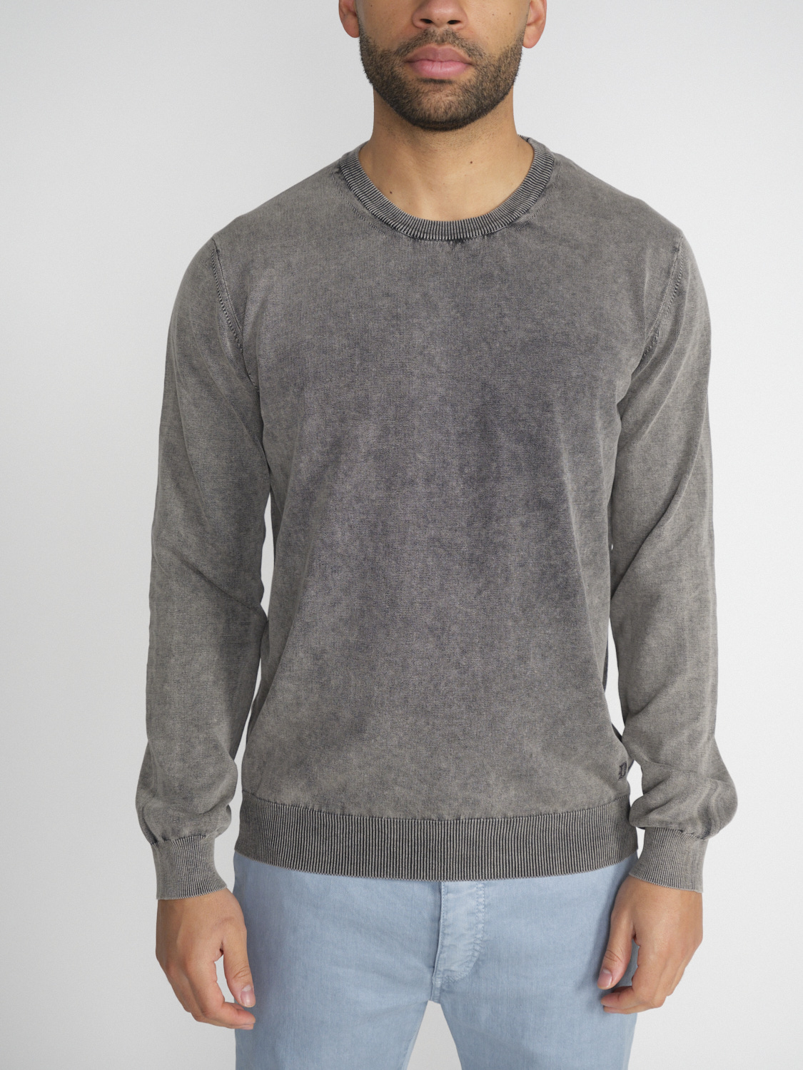 Dondup Girocollo – Leichter Baumwoll-Pullover mit Washed Effekten   grau 50
