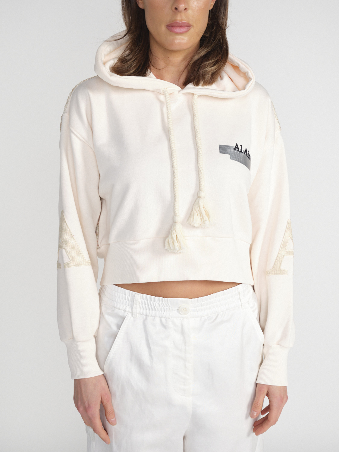 Al Ain Ahox - Cropped Hoodie mit Muster  creme S/M