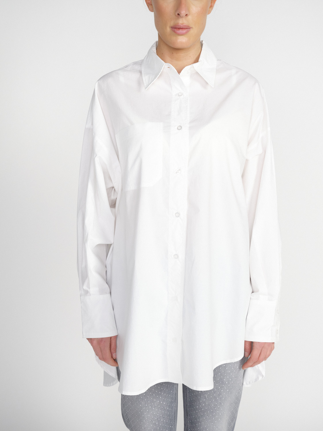 Gitta Banko Oversized Bluse aus Baumwolle   weiß One Size