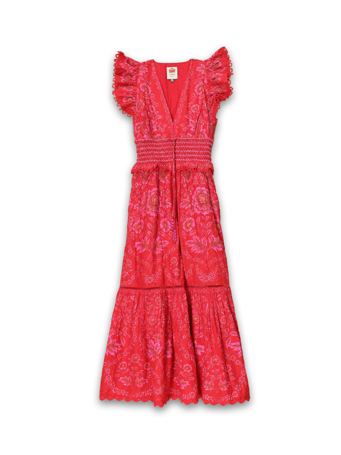 Farm Rio Olivia cotton dress  red XS