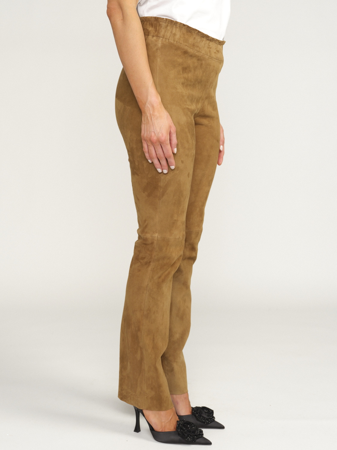 Iris von Arnim Philine - trousers with elastic waistband in lamb leather brown 36