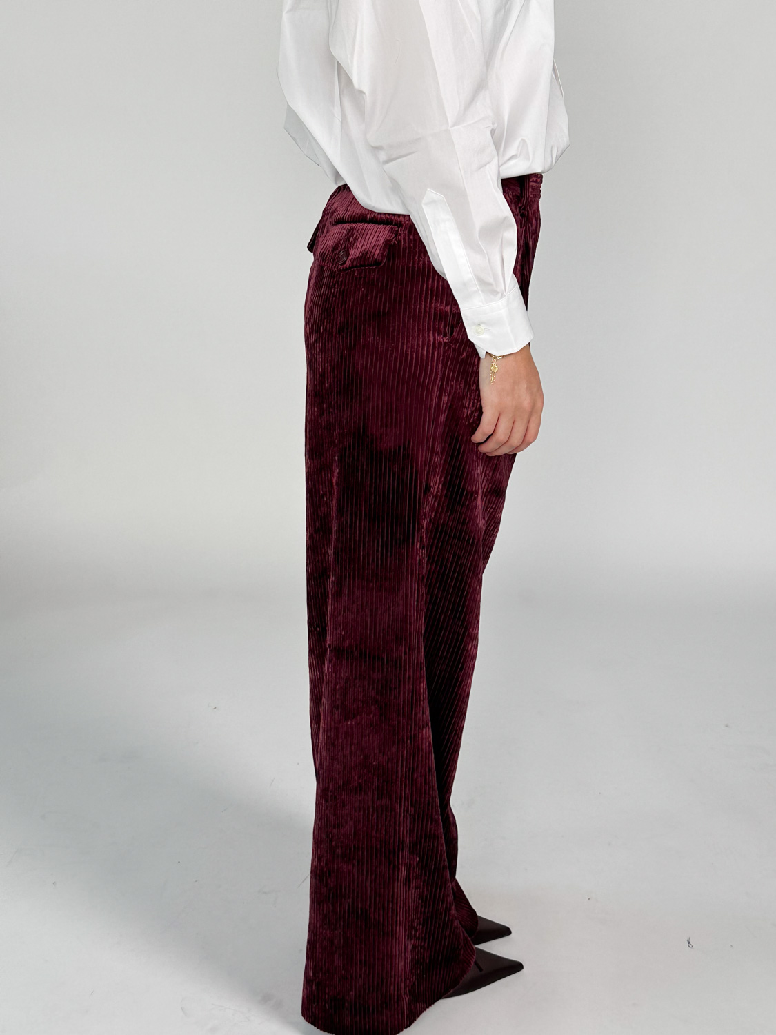 Dorothee Schumacher Modern Structure Pants – corduroy wide-leg trousers bordeaux XS Dorothee Schumacher Modern Structure Pants – corduroy wide-leg trousers bordeaux XS