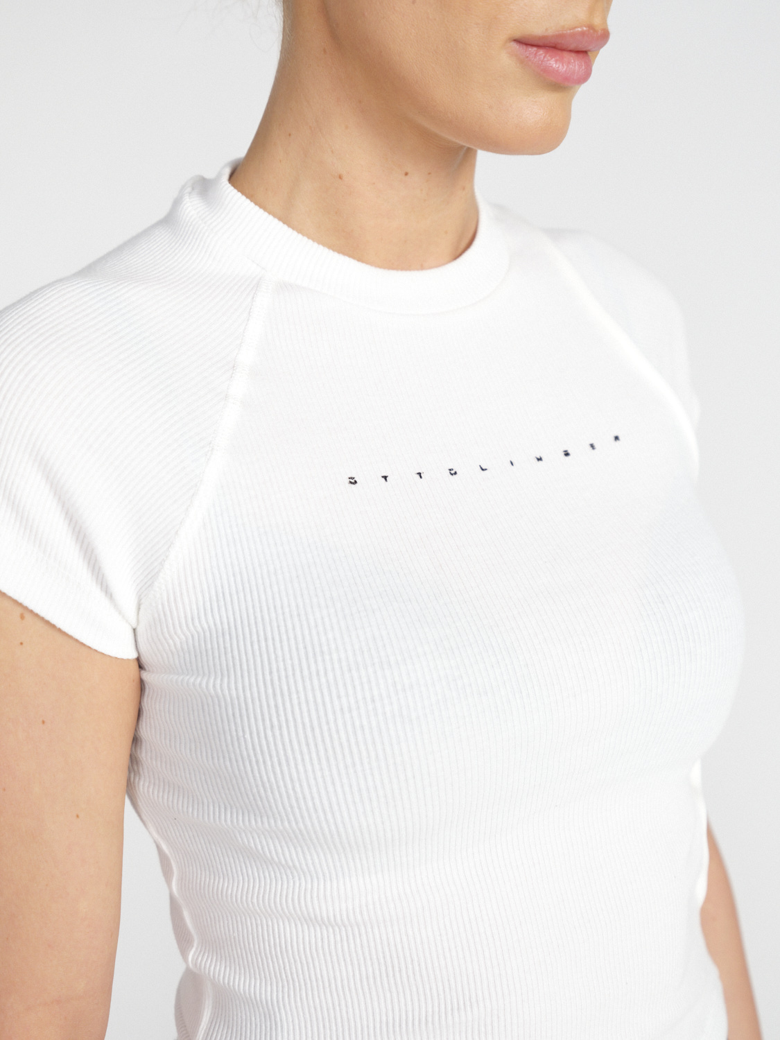 Ottolinger Deconstructed – Ripp-Shirt aus Baumwoll-Stretch 	  weiß S