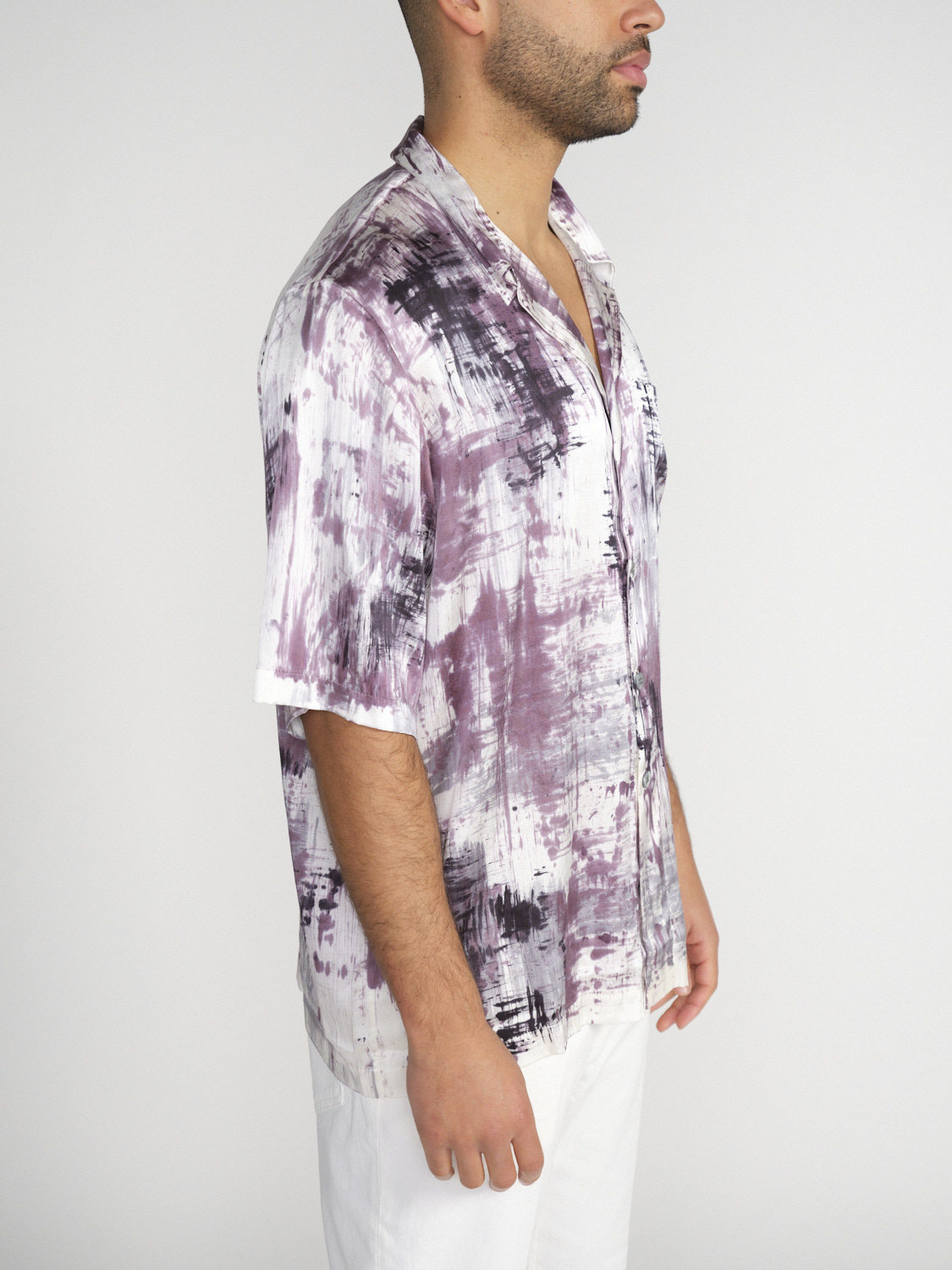 Avant Toi Short-sleeved silk shirt with brushed effects  multi L