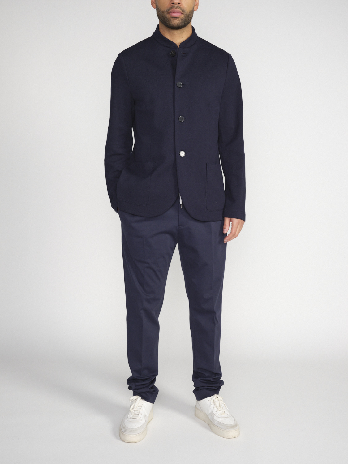 Harris Wharf London Nehru – Light cotton jacket with a classic cut  marine 50