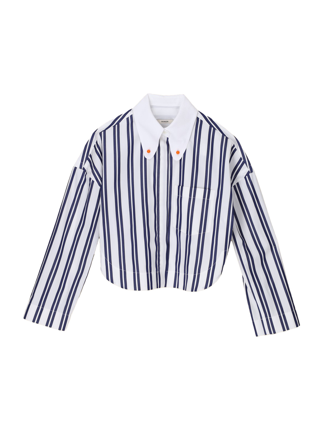 Striped cotton blouse with pikee collar 