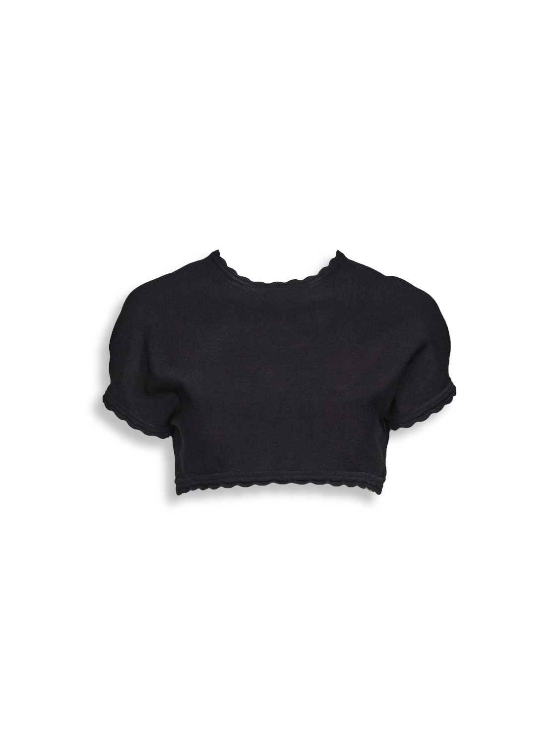 Victoria Beckham Cropped Short Sleeve Top – Kurzes Shirt mit Wellendetails schwarz L