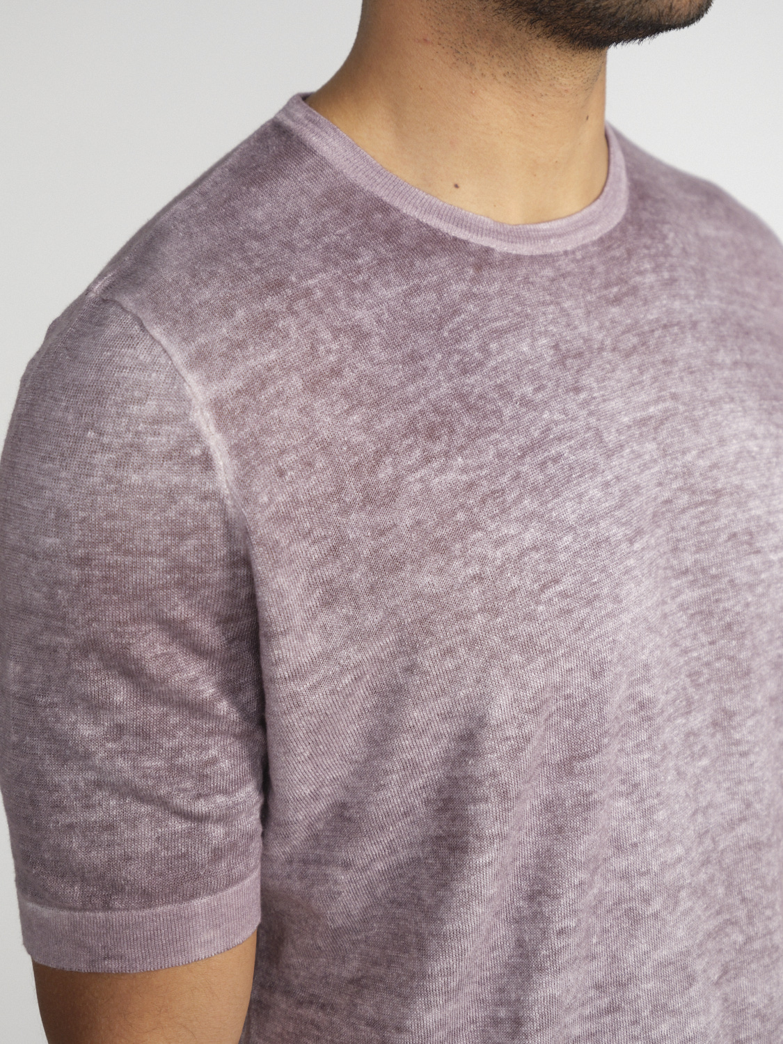 Avant Toi Short-sleeved shirt made from a linen-cotton mix  lila XL