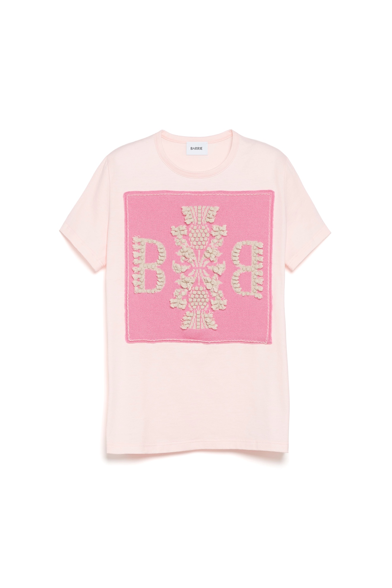 Barrie Cotton T-shirt with logo cashmere patch - T-shirt with logo cashmere patch pink M
