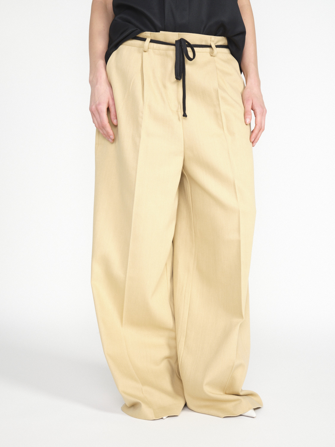 Gitta Banko Pantaloni Jewel - Pantaloni in cotone a gamba larga beige XS/S