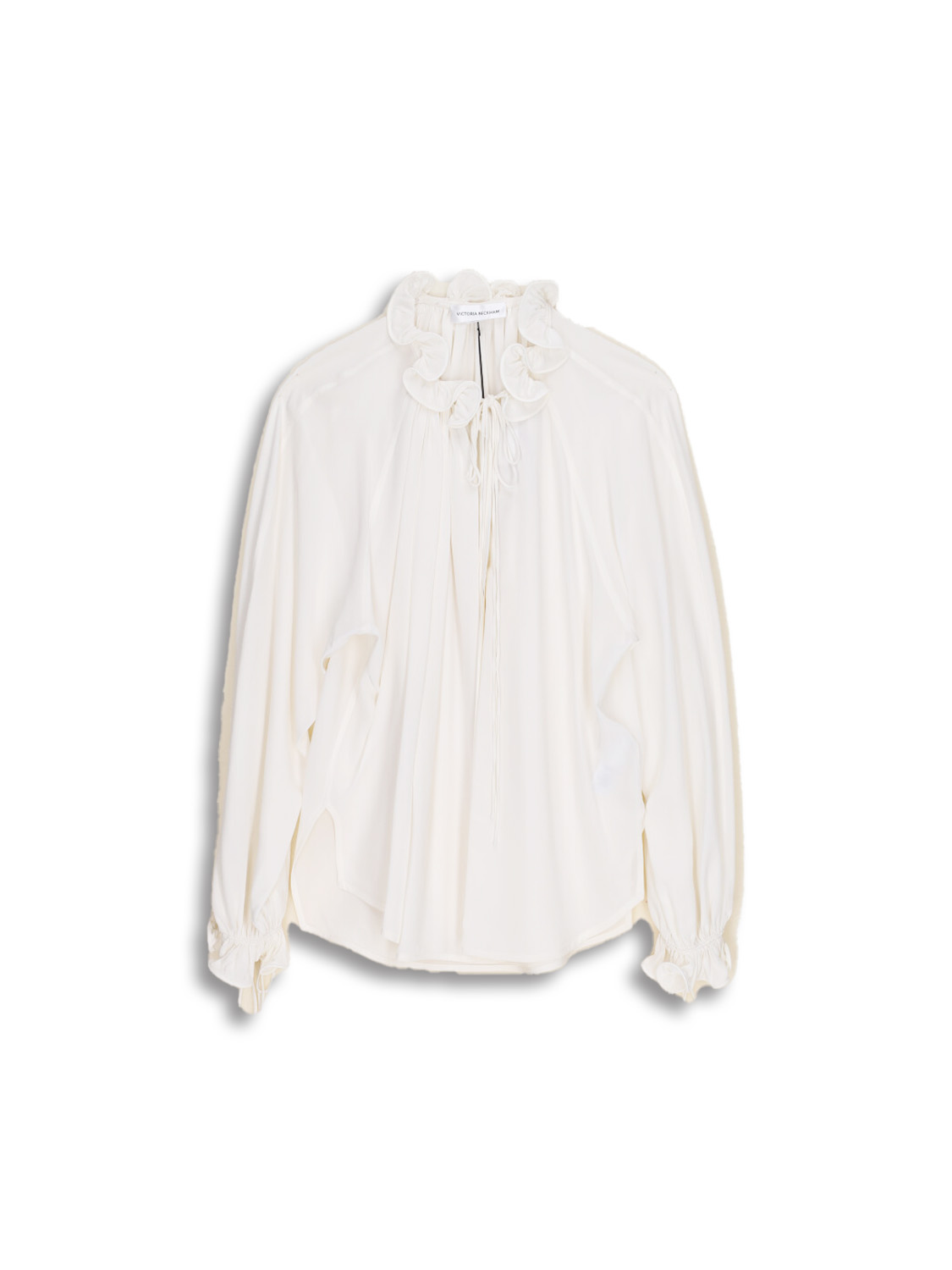 Victoria Beckham Ruched Detail Blouse - Long Sleeve Blouse with Ruched Details made of Silk white 36