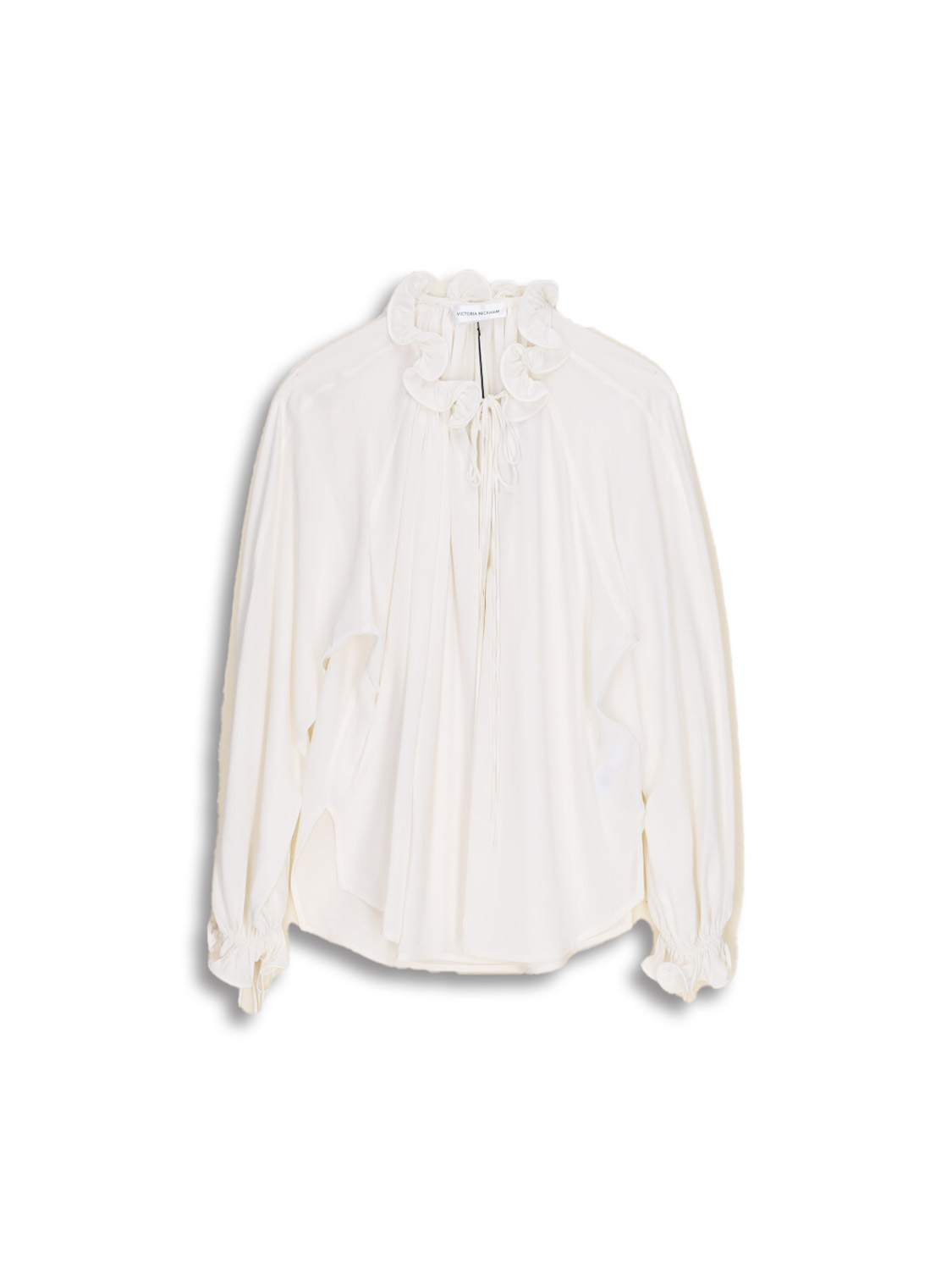 Victoria Beckham Ruched Detail Blouse - Blouse à manches longues en soie avec détails de volants noir 36