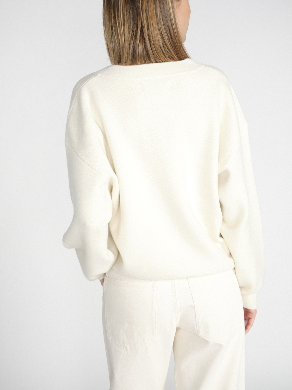 Extreme Cashmere N° 316 Lana - Maglia con scollo a V double-face in cashmere  crema Taglia unica