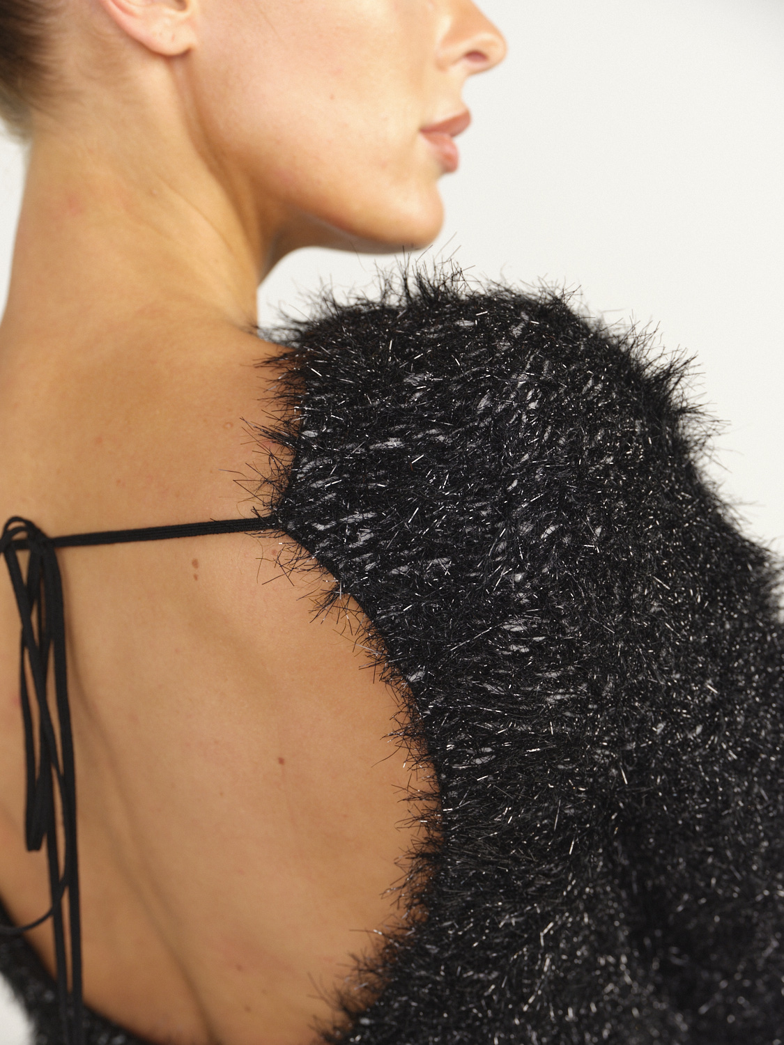 Victoria Beckham Sudadera con espalda abierta y detalles de hilos brillantes negro XXS