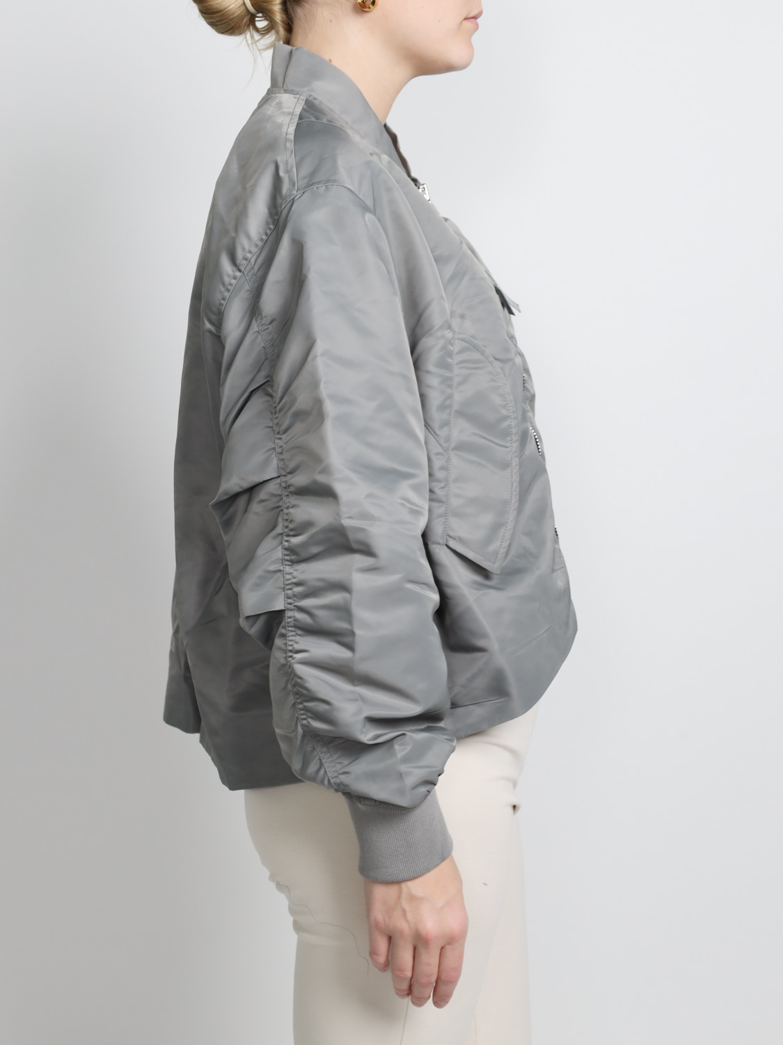 Shoreditch Ski Club Skylar Bomber – Oversized Jacke   grau S
