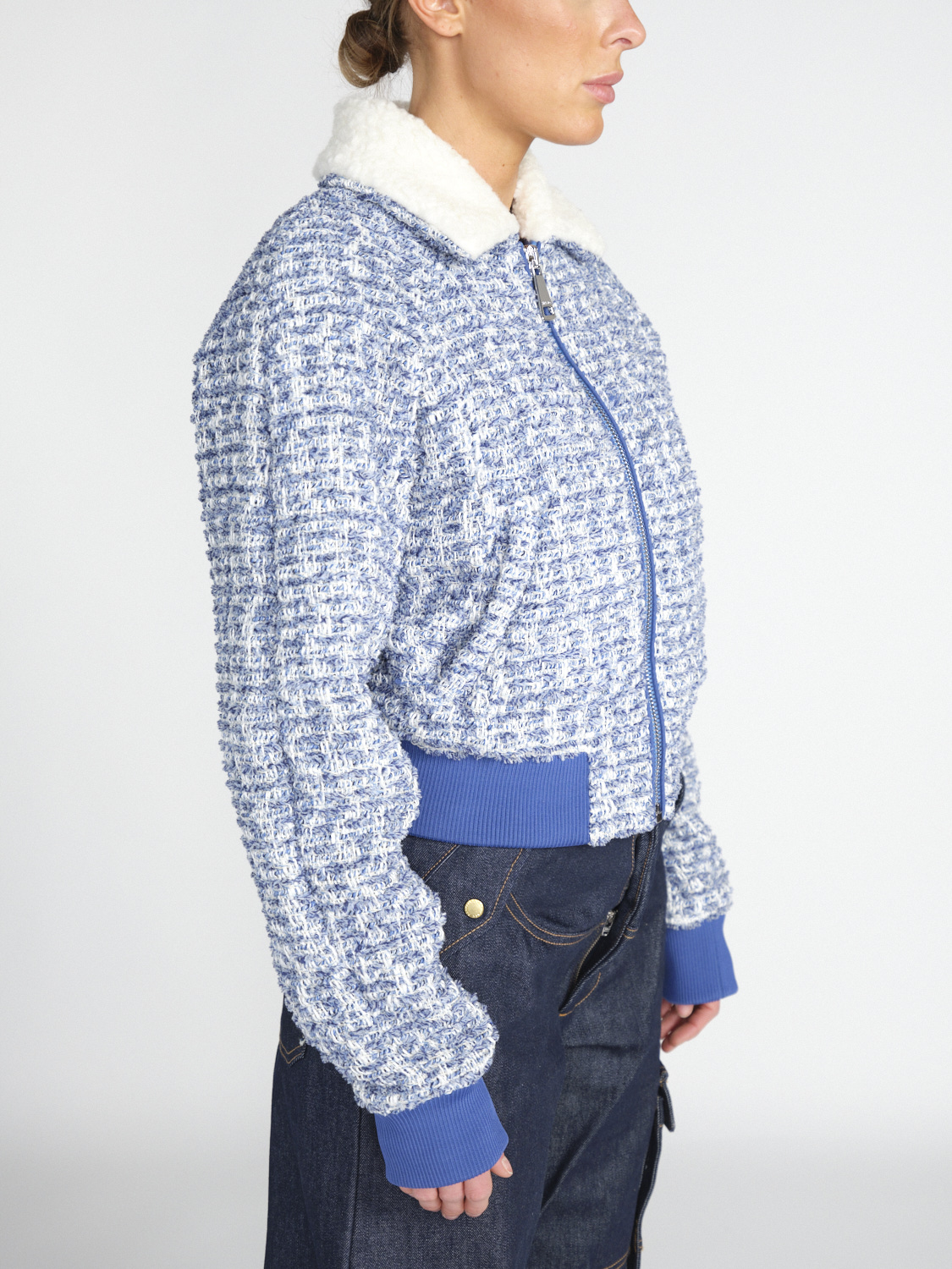 khrisjoy Jim Bomber - Short jacket in tweed look   blue XS/S