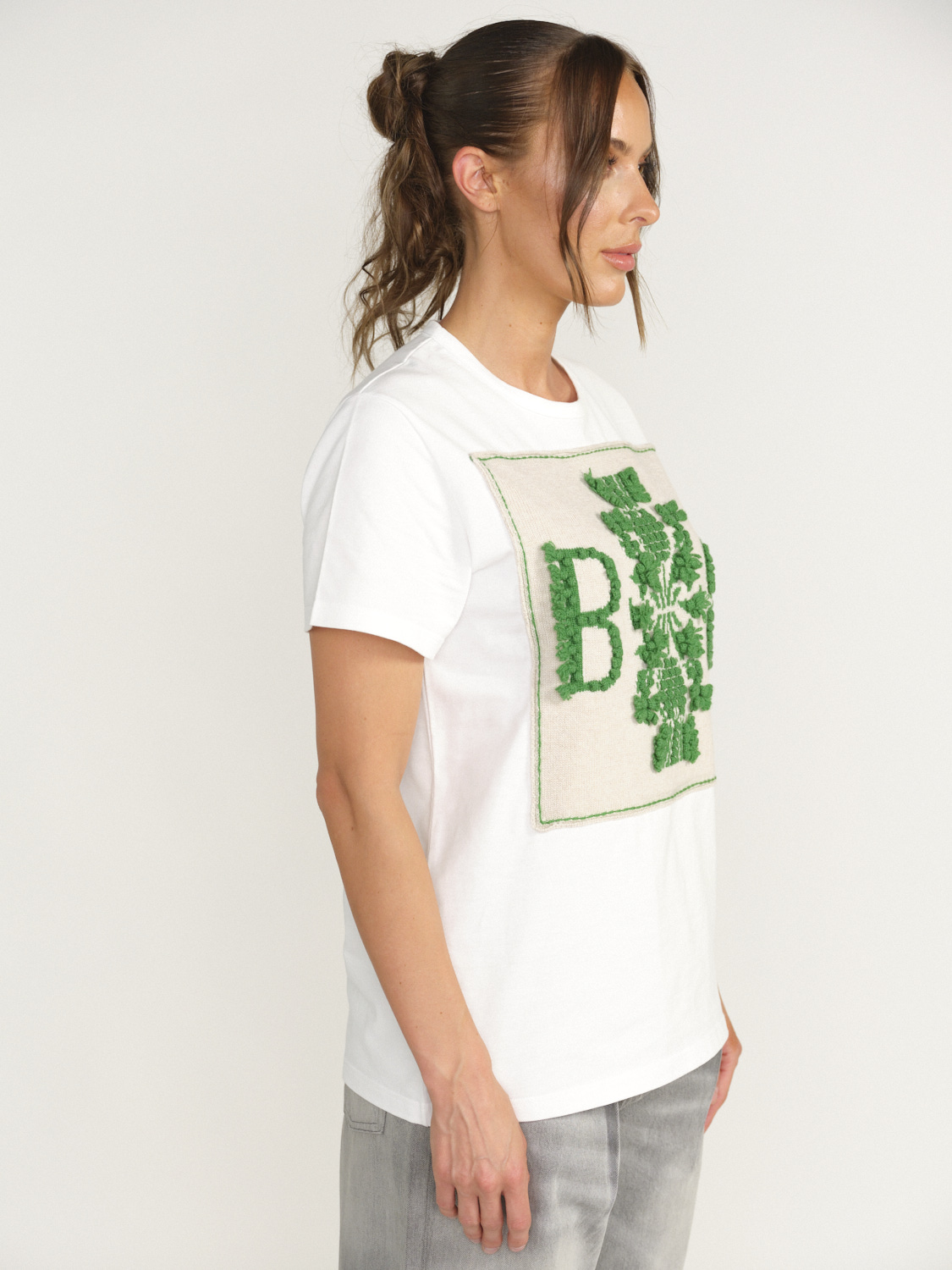 Barrie Barrie – Thistle - T - Shirt mit Logo Aufnäher  grün XS