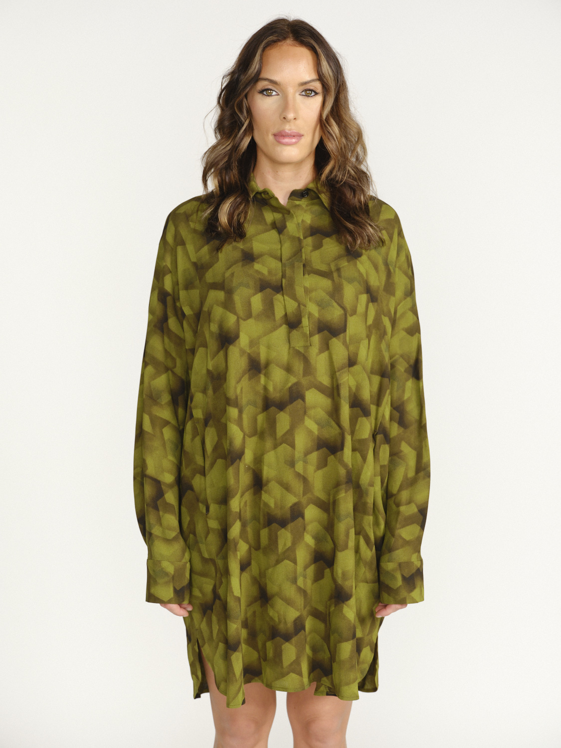 Odeeh Blouse dress with graphic pattern  green 38