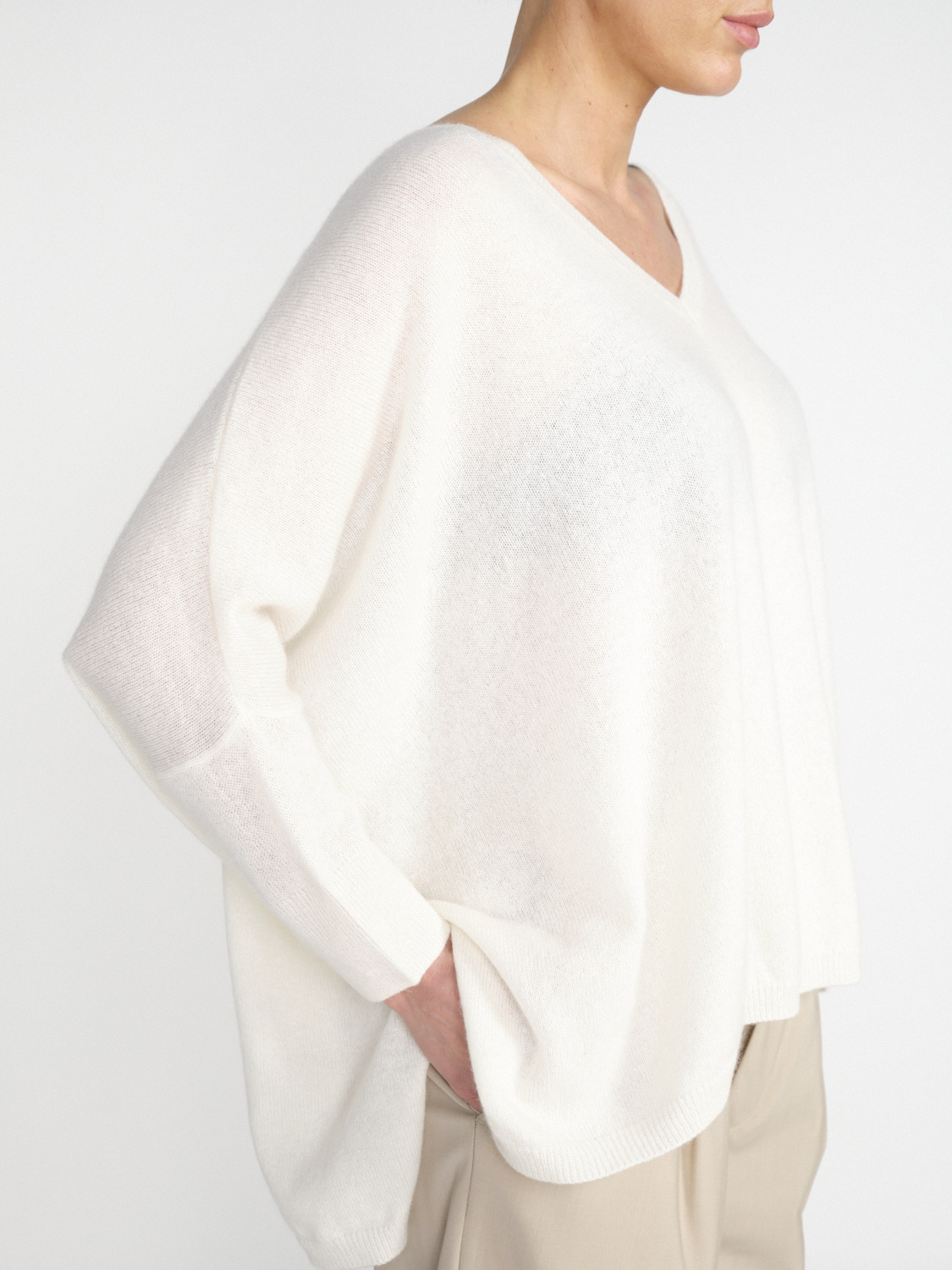 Kujten Mine – Oversized Cashmere-Pullover  	  weiß Taille unique