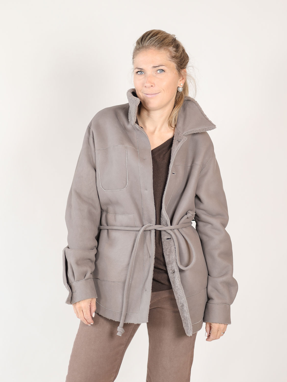 Blancha Light Curly – Shearling Jacket grey 34