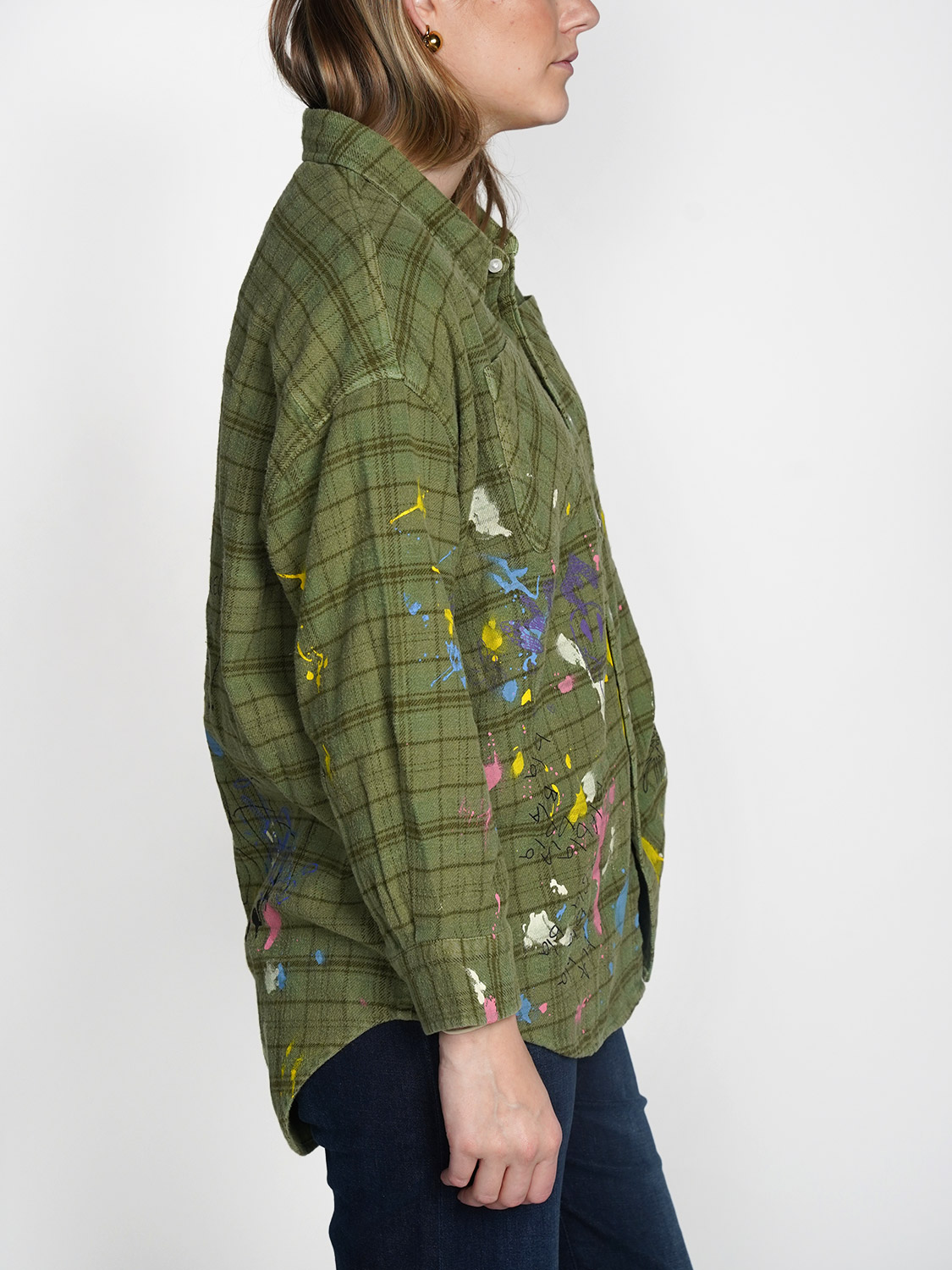 R13 Drop Neck – Oversized Flanell Hemd grün M R13 Drop Neck – Oversized Flanell Hemd grün M