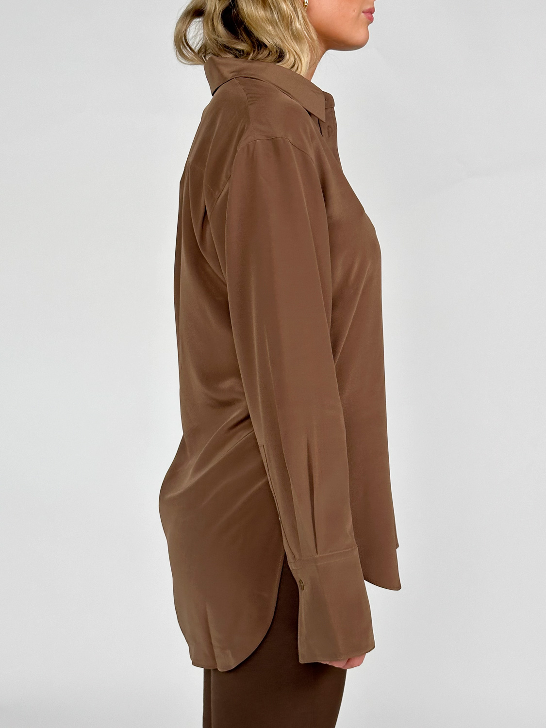 Joseph Joe – Blouse with light silk crepe  36 brown