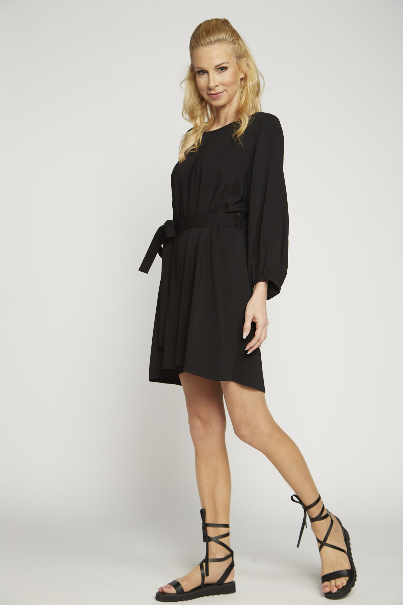 dondup kleid schwarz einfarbig model style