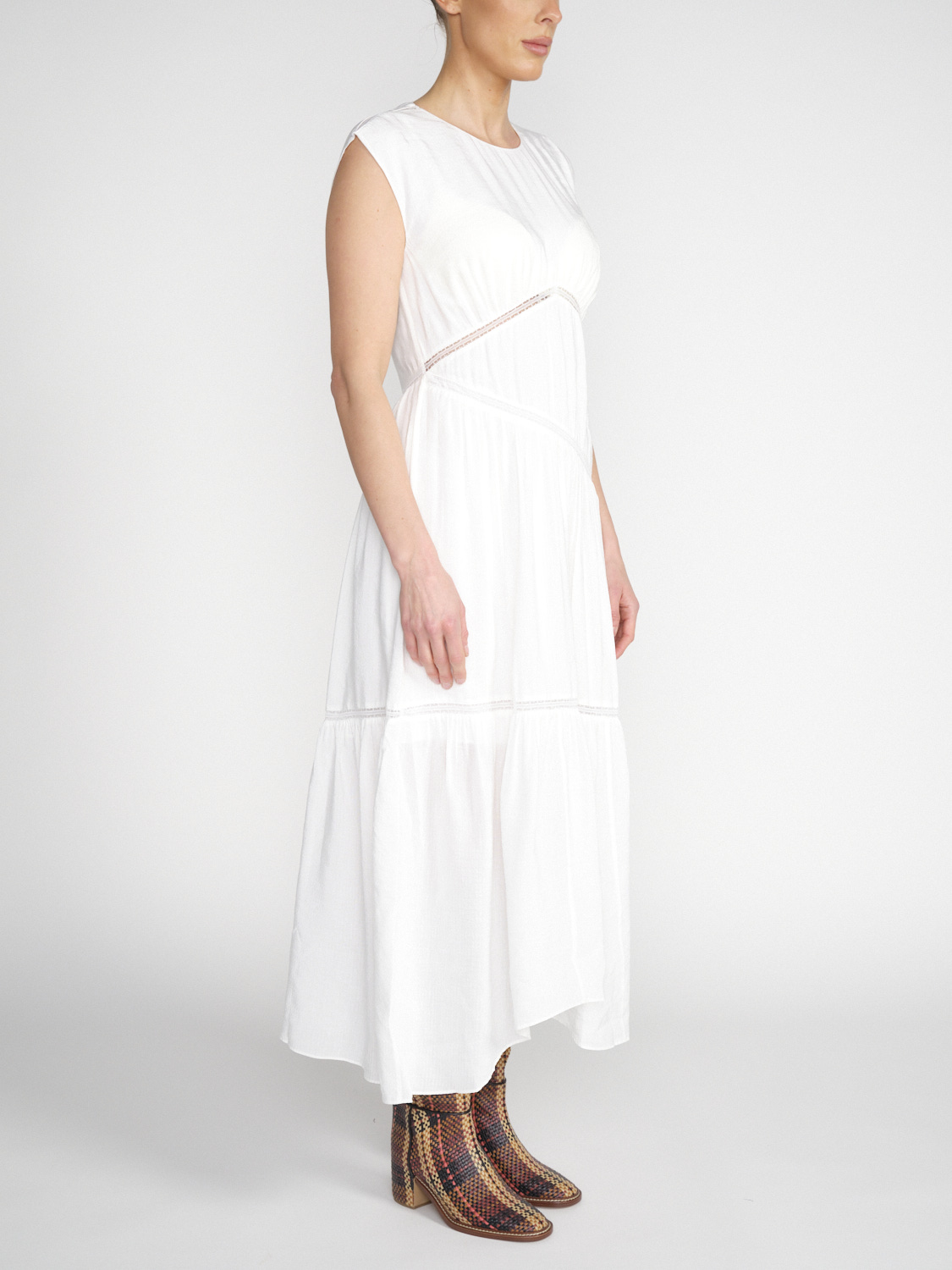 Frame Gathered – Leichtes Leinen-Kleid weiß L