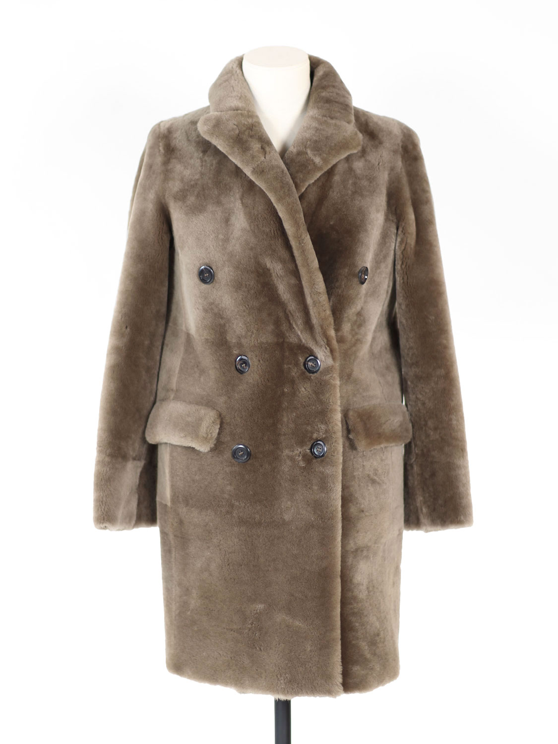 Blancha Light Astrakhan – Double-breasted fur coat 36 brown