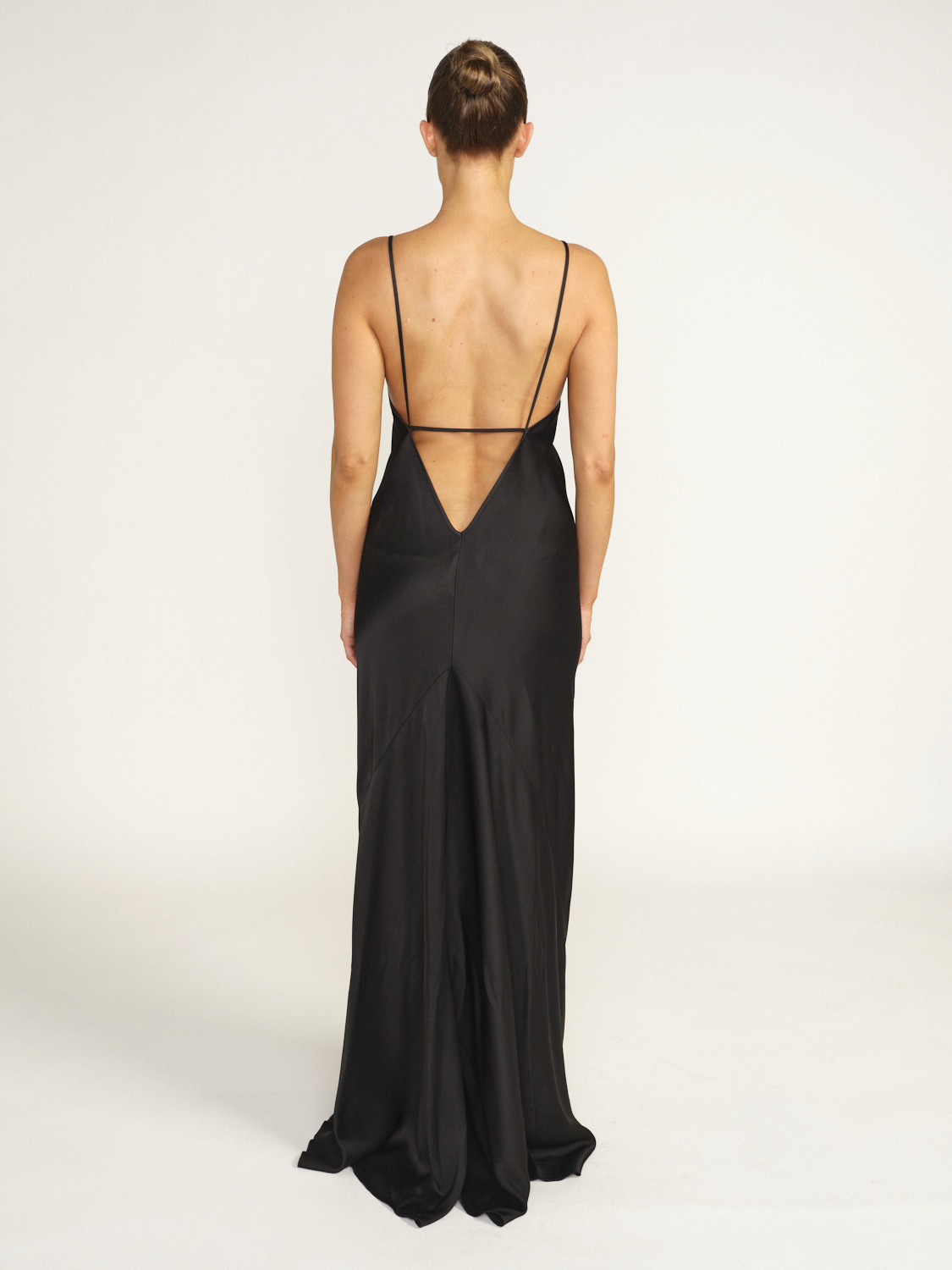 Victoria Beckham Floor Length Cami Dress – Bodenlanges Kleid aus fließendem Stoff schwarz 38