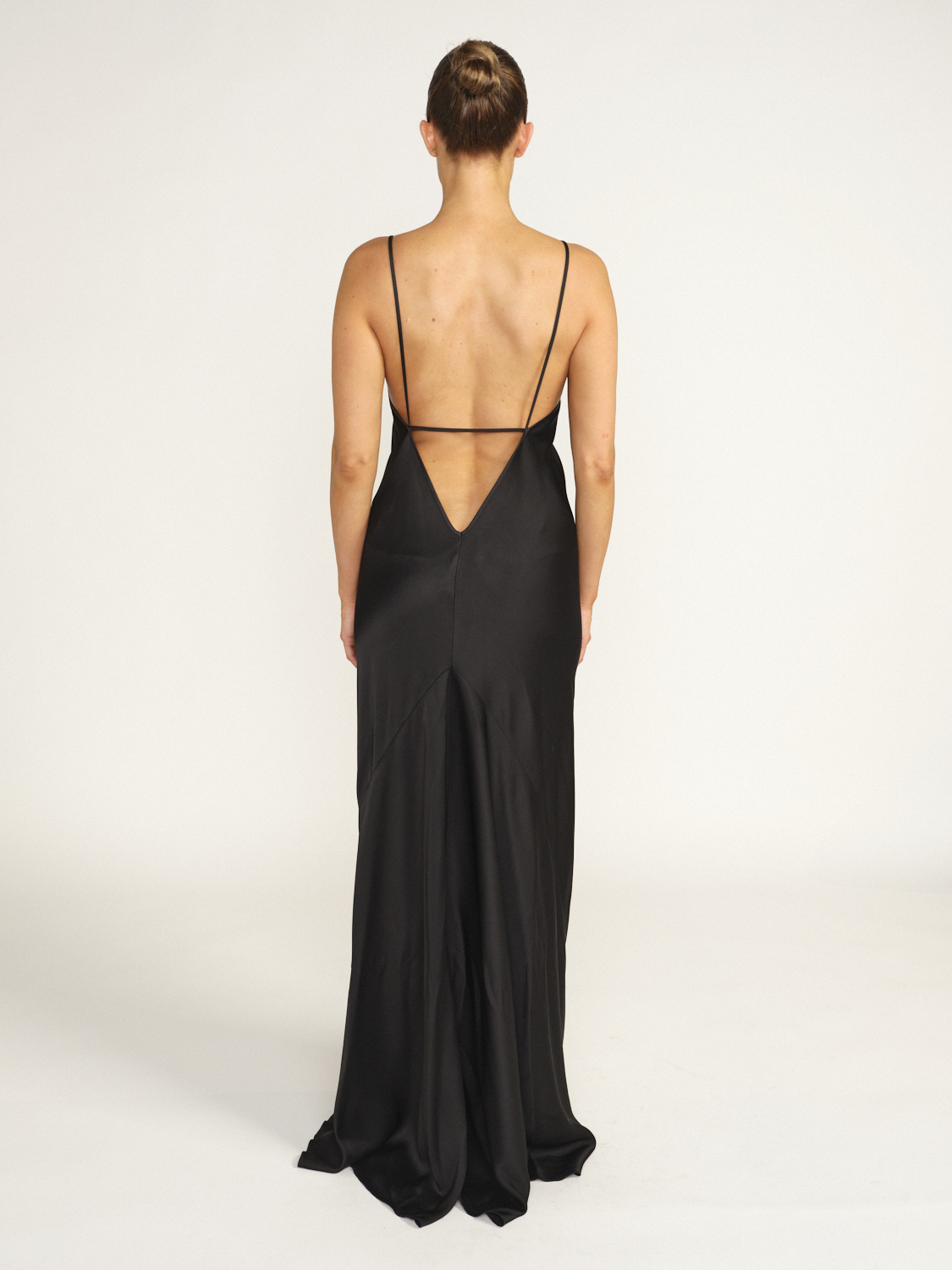 Victoria Beckham Floor Length Cami Dress - Abito lungo fino al pavimento in tessuto fluente nero 38