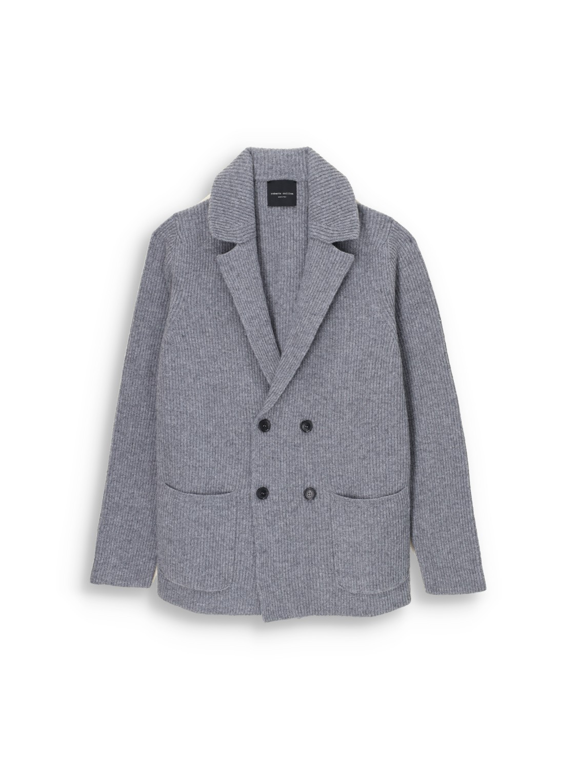 Roberto Collina Giacca Rever - Cardigan with double breasted button placket  grey 46