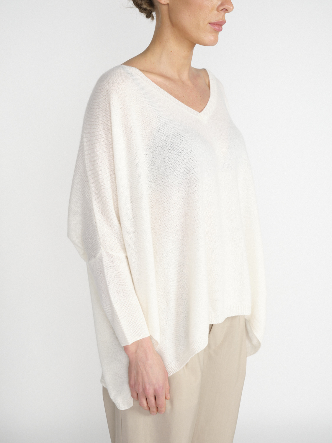 Kujten Mine – Oversized Cashmere-Pullover  	  weiß Taille unique