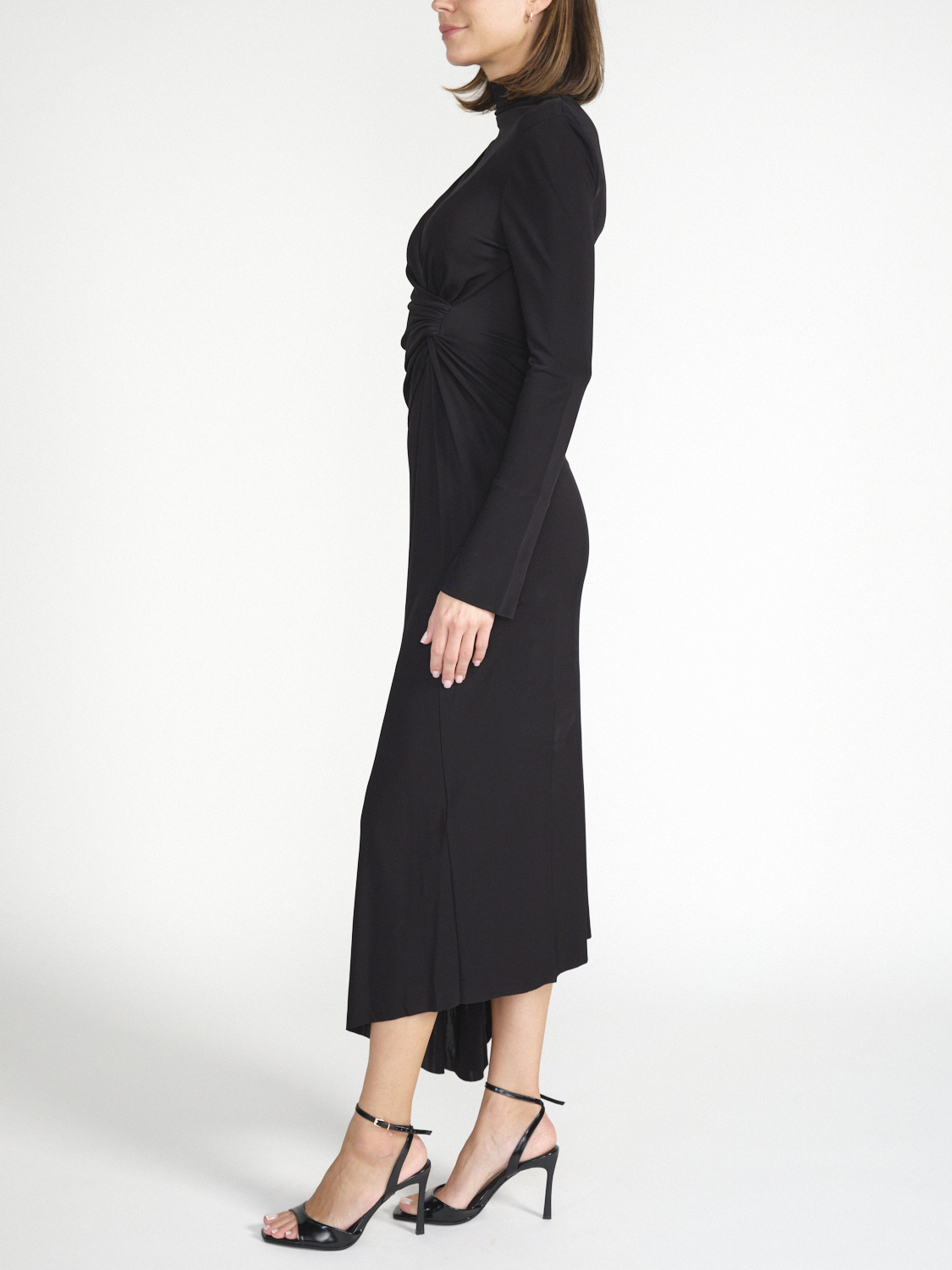 Victoria Beckham High Neck – Midikleid mit drapierter Taille schwarz 34 Victoria Beckham High Neck – Midikleid mit drapierter Taille schwarz 34