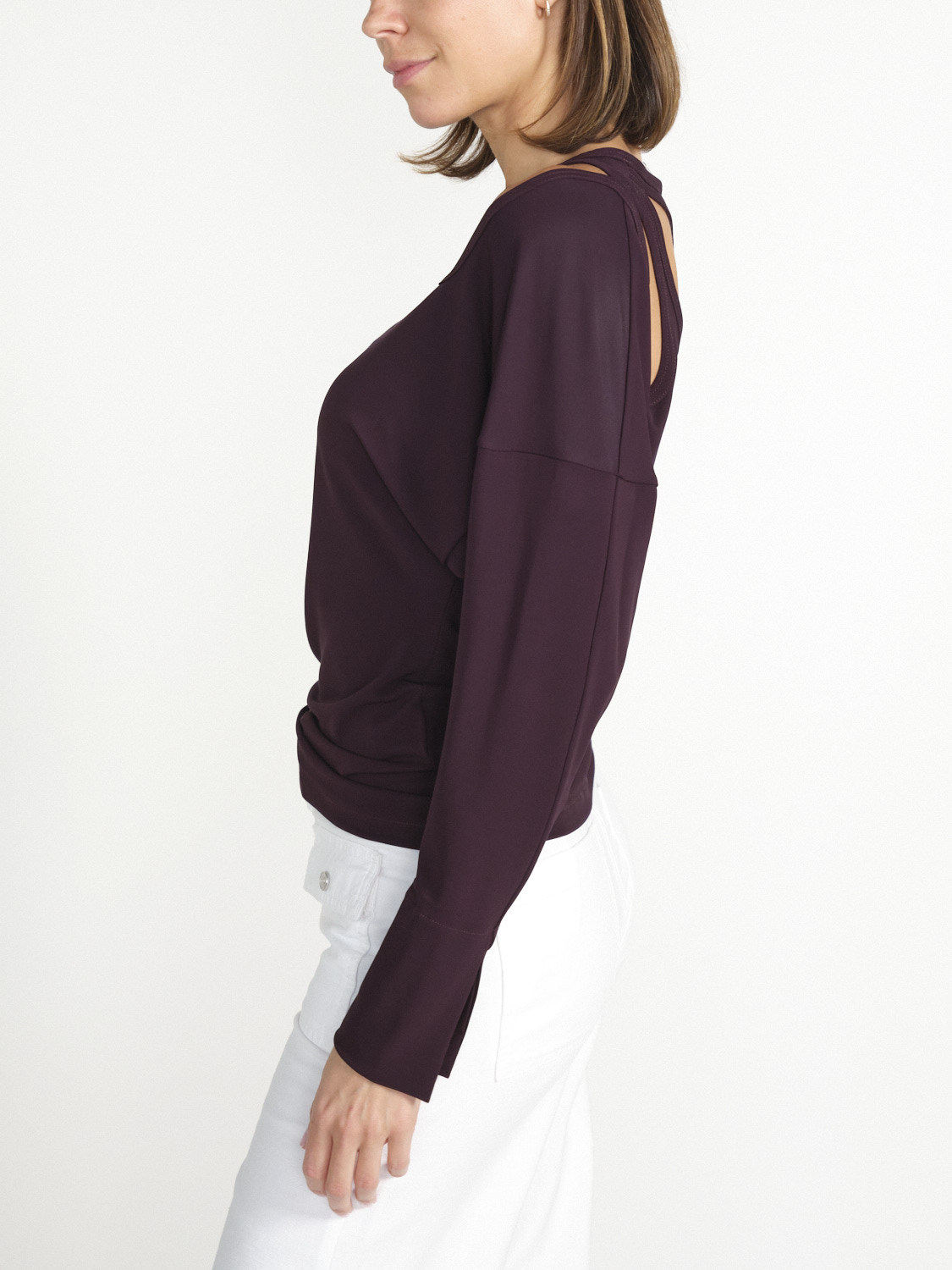 Victoria Beckham Twist – Stretchige Bluse mit Cut-Out-Detail beaurdeux S Victoria Beckham Twist – Stretchige Bluse mit Cut-Out-Detail beaurdeux S