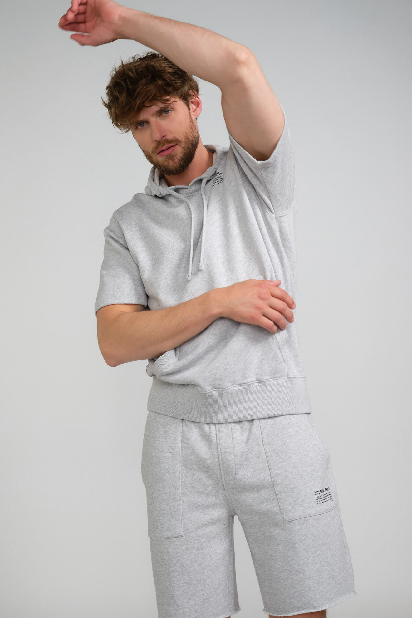 st.barth hoodie grey branded cotton model front