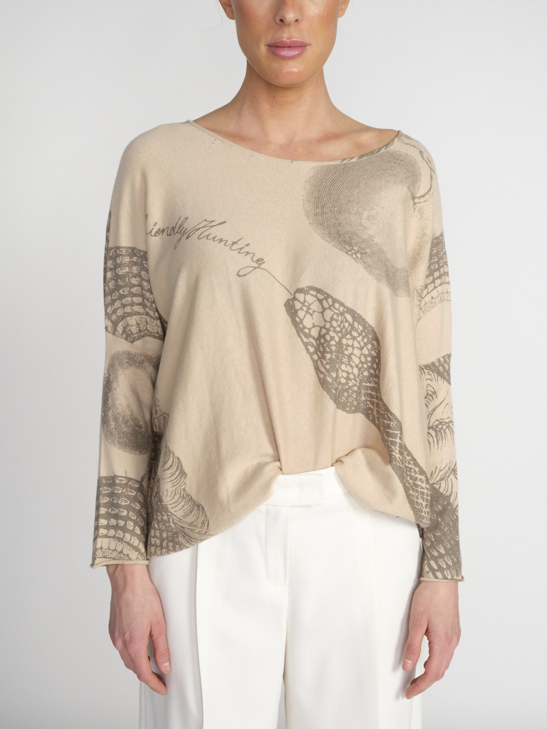 friendly hunting Imara Brighton - Maglia leggera in misto cotone e cachemire  beige XS