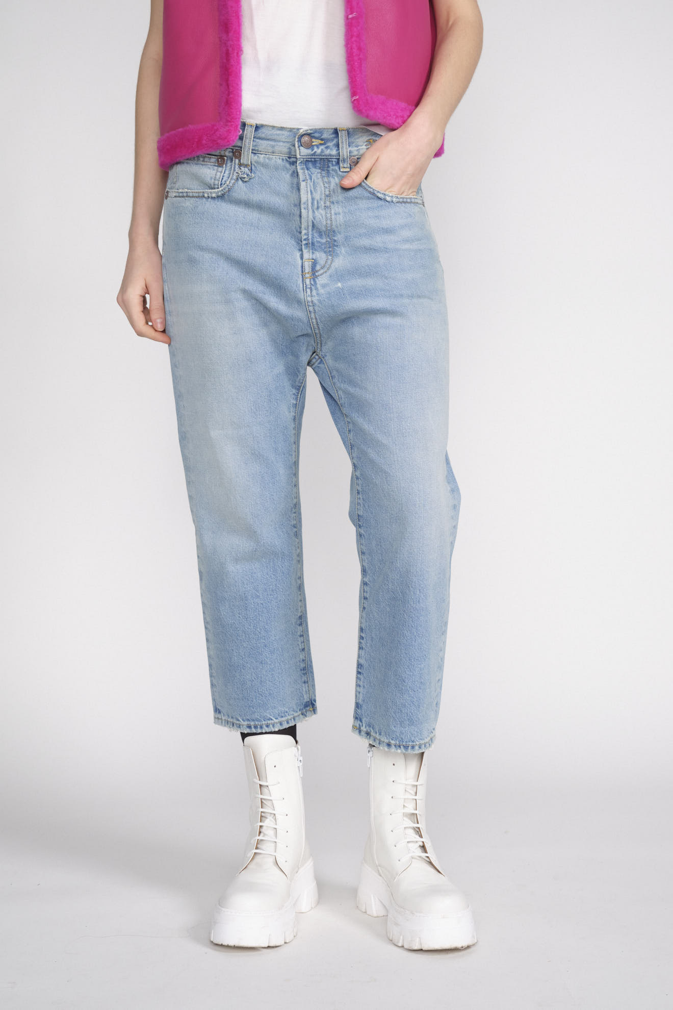 R13 Tailored Drop – Jeans mit tiefem Schritt blau 25