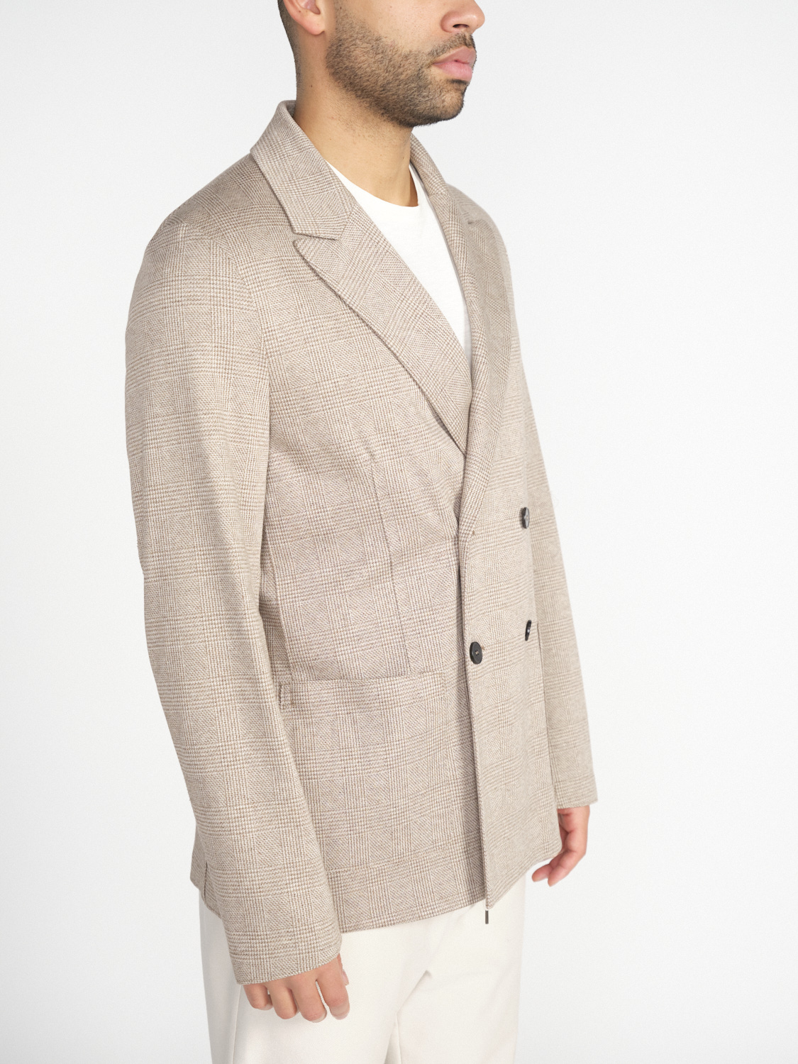 Harris Wharf London Peak Label – Weiches Baumwoll-Jackett beige 48